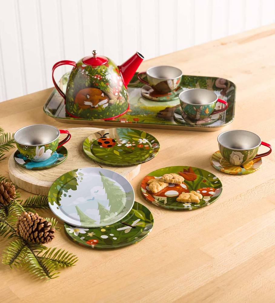 hearthsong woodland tin tea set